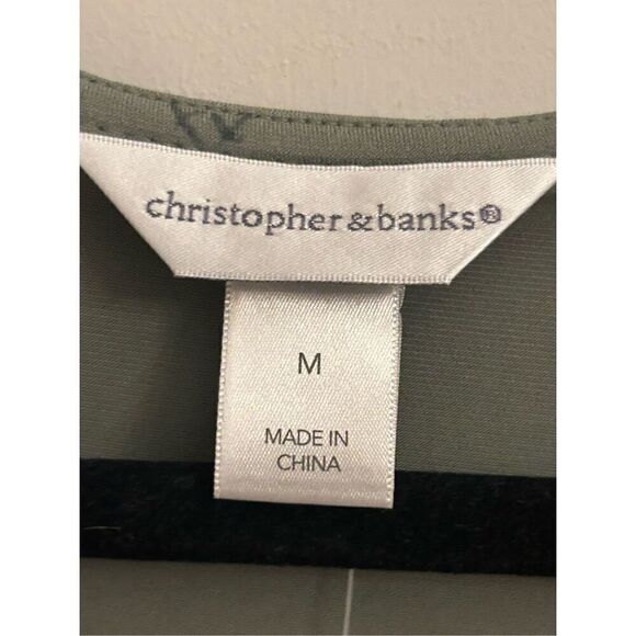 NWT Christopher & Banks Olive green Tunic blouse M stretchy jersey - Picture 3 of 7